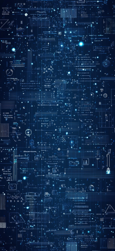 Digital Coding Art on Navy Blue Background