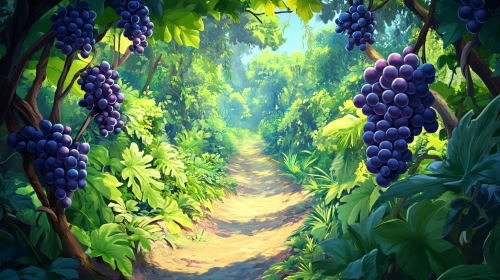 Disney cartoon style children's story backdrop with jungle vine.