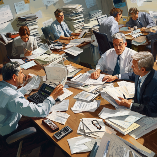 Disorganized Bookkeepers Struggle in Chaotic Office Setting