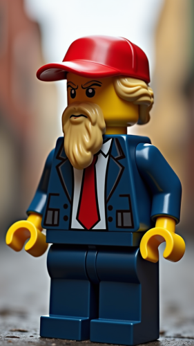 Donald Trump as a lego character in Lego Land.