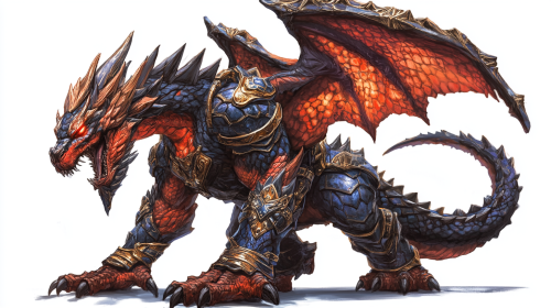 Dragon warrior in blue and gold armor