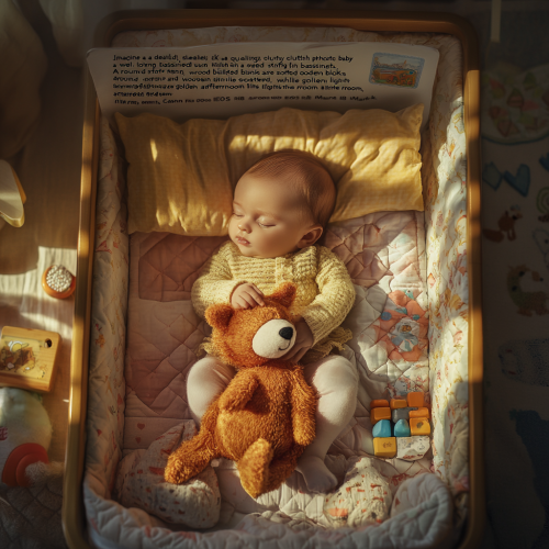 Dreamy photo of sleeping baby with stuffed fox.