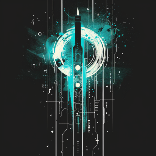 Dynamic logo for 'Multi-Tech Media': digital paintbrush merging with circuit board. Reflecting fusion of technology and artistry.