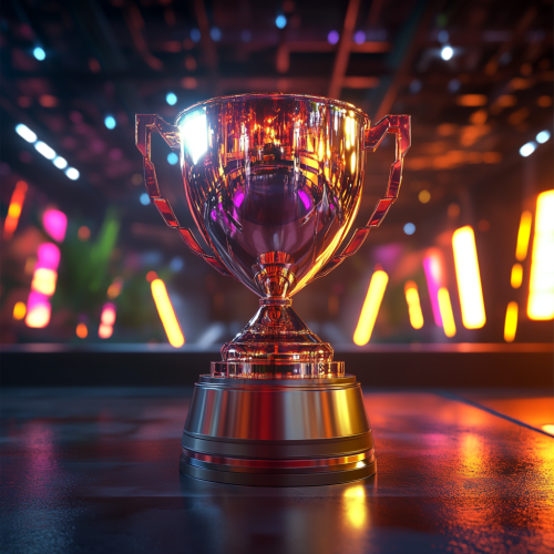 E-sports Winner Trophy on Sunny Modern Podium