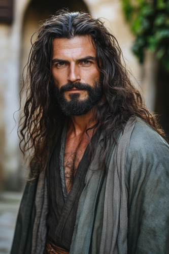 Earth wizard in Venice wears robes, looks scholarly