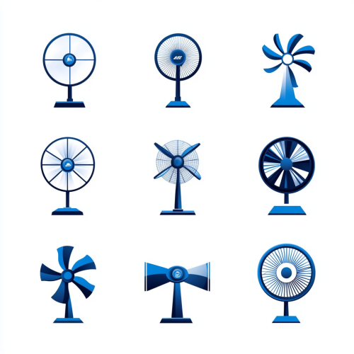 Electric Fans: Bold Blue Minimalist Vector Logo Designs