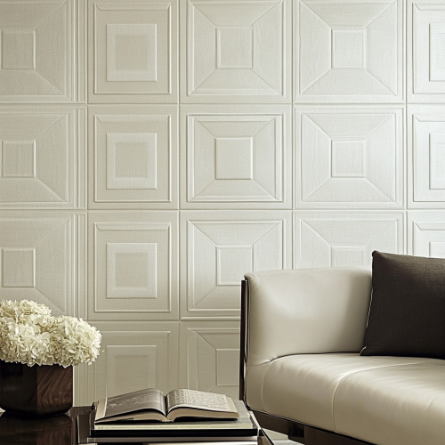 Elegant Beige Wall with Geometric Pattern Wallpaper