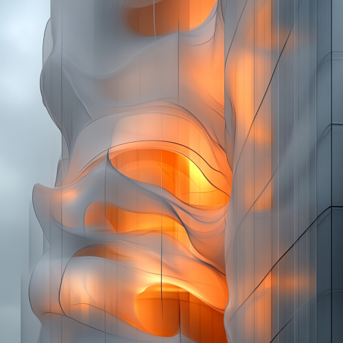 Elegant Building with Flowing, Light-Covered Fabric Facade