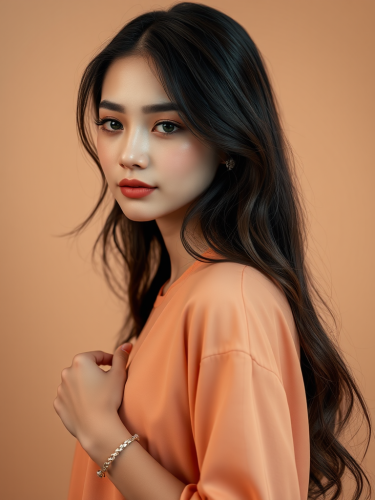 Elegant Lady with Soft Grace and Feminine Charms