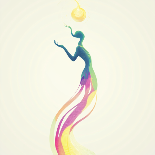 Elegant Naga Figure Holding Symbolic Orb Art