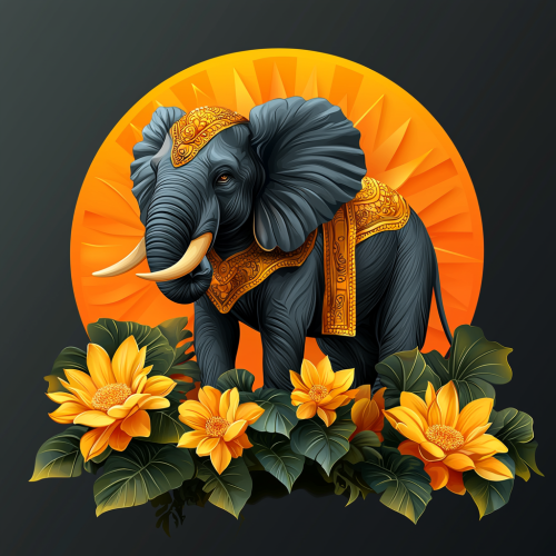 Elephant Logo with Sun and Lotus: Ganesh Culture