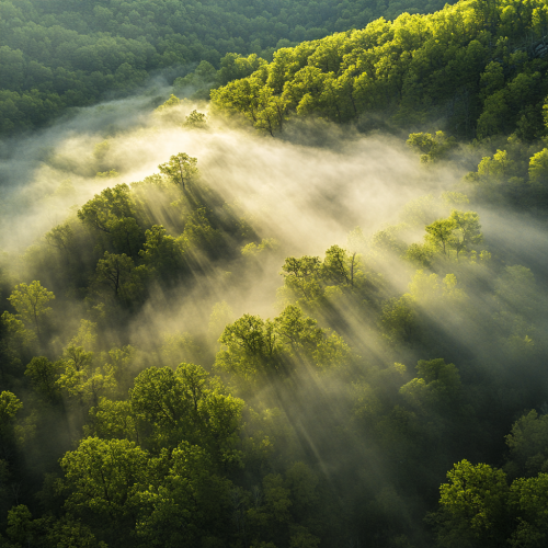Forest mist in stunning aerial photograph