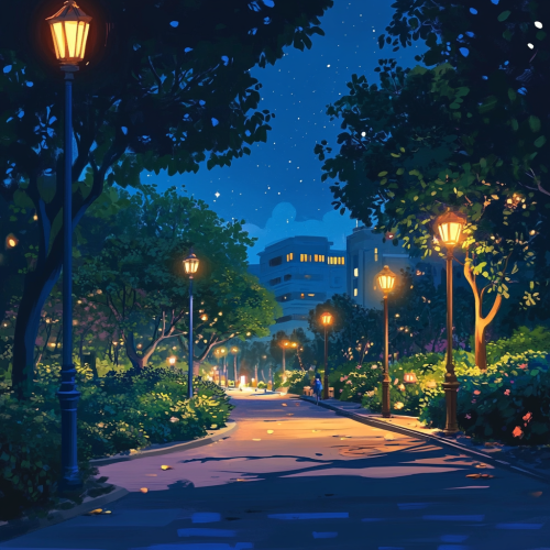Enchanting night stroll with friendly character and animals