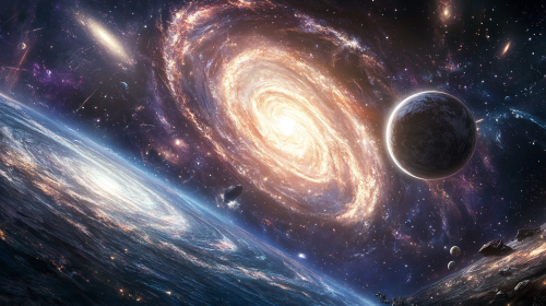 Epic galaxy with vibrant stars and dark energy tendrils