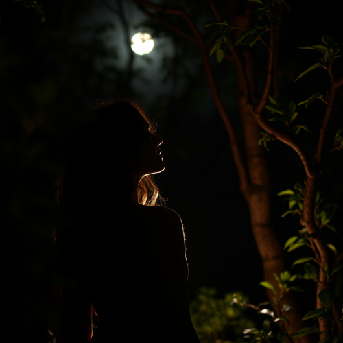Eva in the moonlit garden with Sony camera shot Eva in the moonlit garden with Sony camera shot