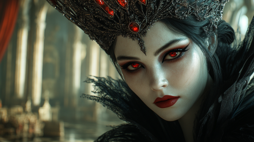 Evil gothic alien lady with large crown portrait. Evil gothic alien lady with large crown portrait.