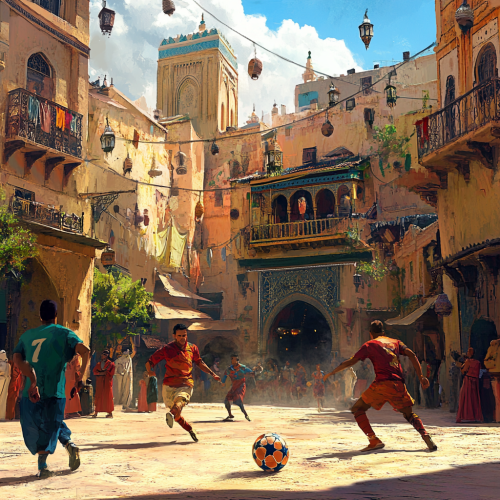 Exciting Moroccan Street Football Game Poster