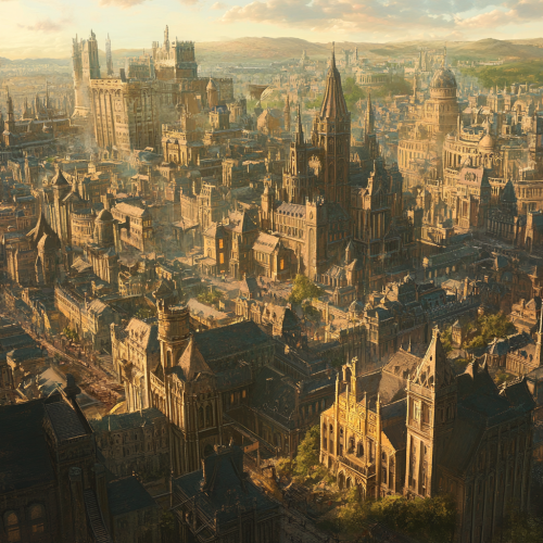 Fantasy Megalopolis Cityscape: Brittonic, Anglo-Saxon, Romanesque Architecture