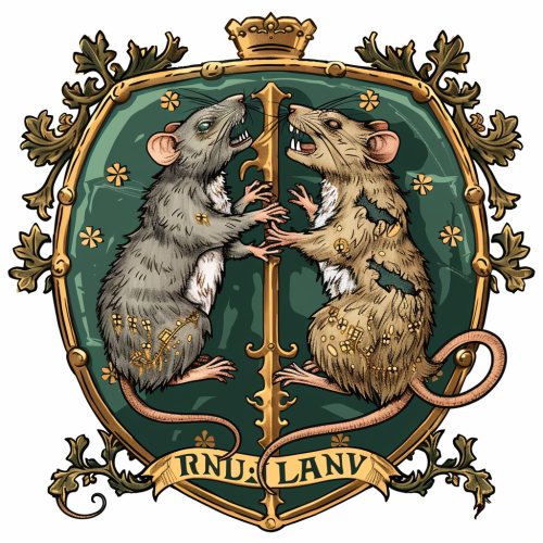 Fantasy kingdom's royal seal: two rats fighting
