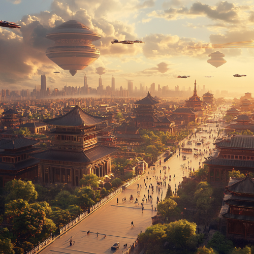 Fascinating 7000s Beijing City Lights 3D Rendering