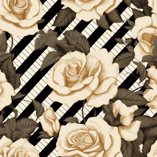 Fashion magazine illustration: Chanel style roses pattern.