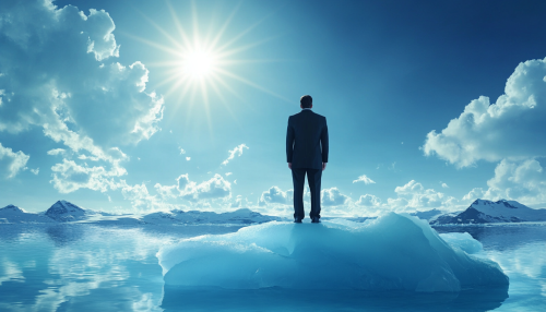 Fashionable lawyer posing on icy Alaskan iceberg for Vogue