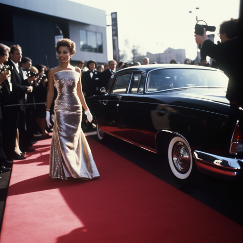 Female Hollywood star, 20, arriving at red carpet.