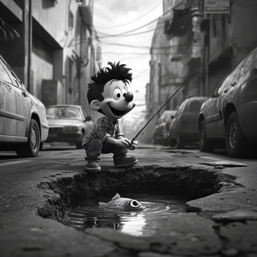 Fishing Adventure in Pothole: Sampei's Playful Day