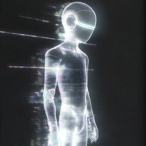 Five holographic robot auras