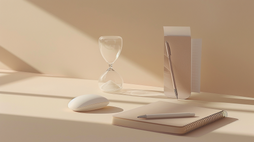 Soft background: Hourglass, mouse, pen