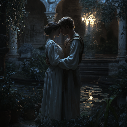 Forbidden Secret Garden Embrace at Roman Palace Night Forbidden Secret Garden Embrace at Roman Palace Night