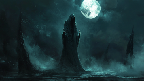 Four armed hag in dark fantasy concept art.