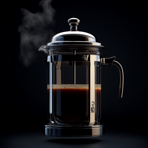 French coffee press pouring fresh coffee into cup