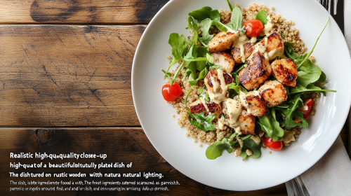 Fresh Quinoa Salad on Rustic Wooden Table
