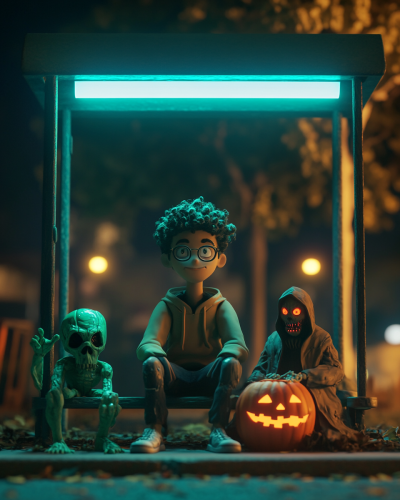 Friendly Boy at Haunted Bus Stop