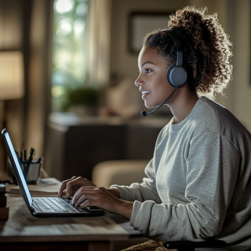 Friendly Customer Service Rep in Casual Home Office