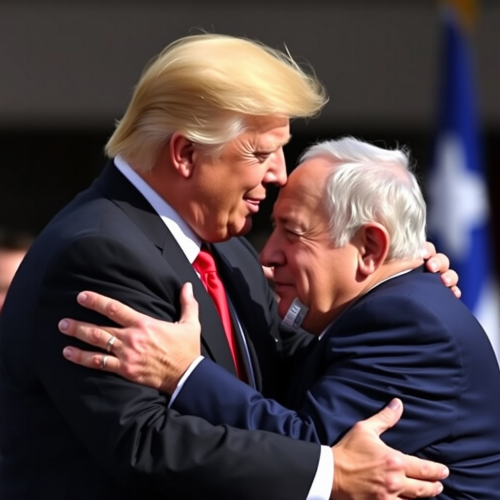 Friends, Trump and Netanyahu, hugging and crying. Friends, Trump and Netanyahu, hugging and crying.