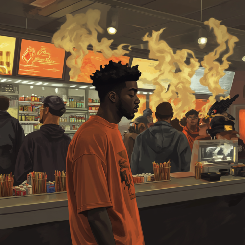 Frustrated young black man at expensive smoke shop Frustrated young black man at expensive smoke shop