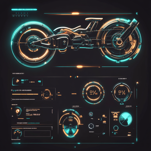 Futuristic Bike Transformer: Icon Progress Bars and Change Button