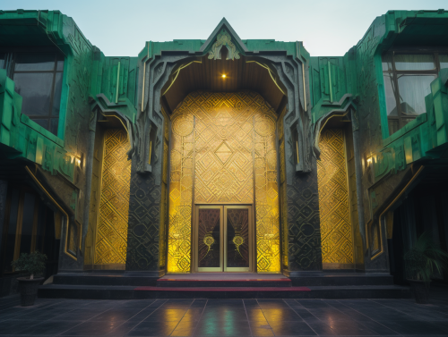 Futuristic Superhero Lair Covered in Acid Brat Yellowy Green Jewels