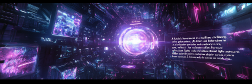 Futuristic sanctuary with advanced civilizations, AI, lost beings.