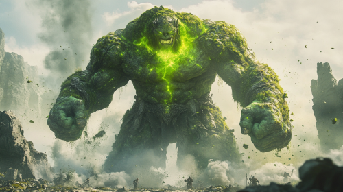 Giant Earth Monster Unleashing Magic on Adventurers格