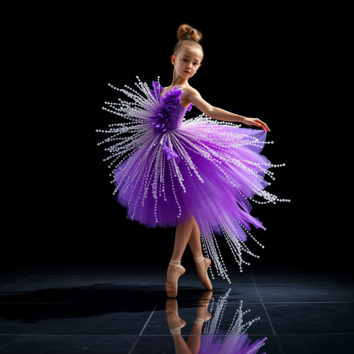 Girl in Dynamic Purple Ballet Pose Reflection
