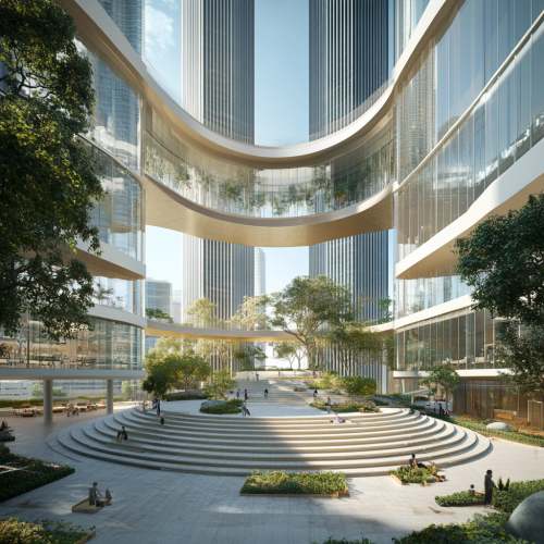 Glass and Steel Skyscraper with Circular Atrium in Mumbai Glass and Steel Skyscraper with Circular Atrium in Mumbai