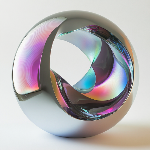 Glass sculpture with argon tube colors reflected beautifully