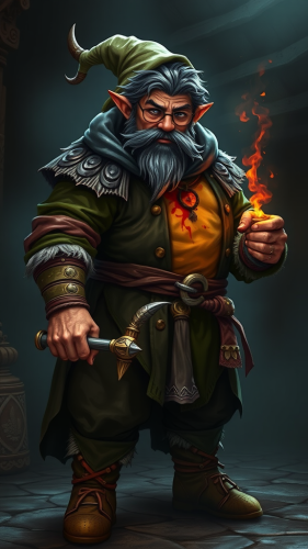 Gnome Wizard Casting Magic in Dramatic Lighting