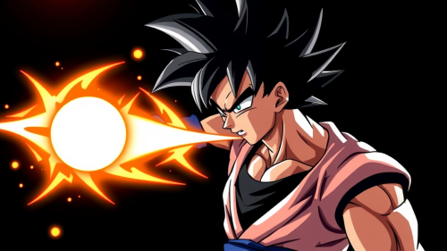 Goku Turning Supersayan Against Black Background