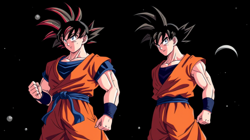 Goku and Gohan Against a Black Background