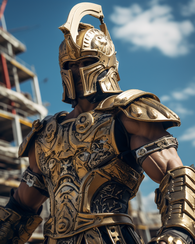 Golden Gladiator with Snake Sword in Victory Stadium
