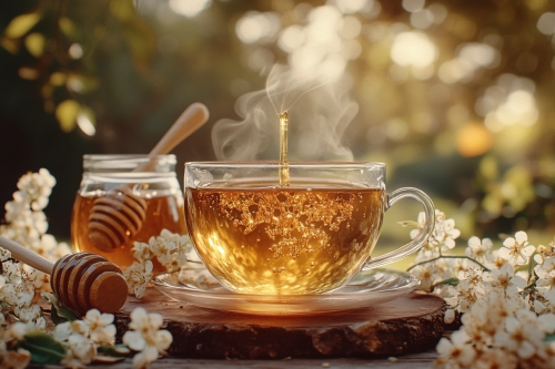 Golden Linden Tea in Glass Teacup